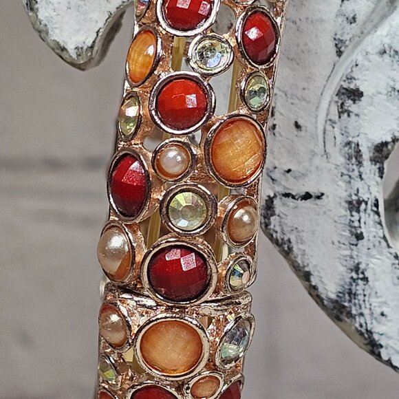 Shades of Orange Multi Stone Stretch Bracelet - Picture 5 of 10